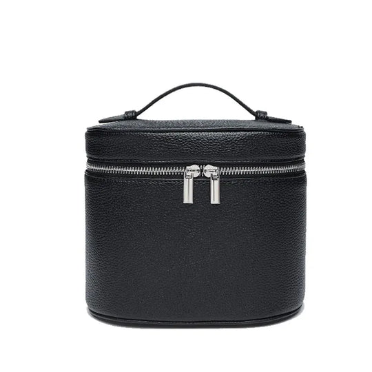 Customizable Name Portable Travel Storage Bag - Removable Cosmetic Bag with Separate Washing Compartment Pebble Leather