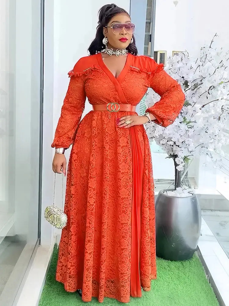 Party Evening Dresses For Women 2025 African Clothing Long Sleeve Lace Maxi Robes Dubai Turkey Kaftans Gowns Birthday Prom Dress Beauty hair & fashionfj