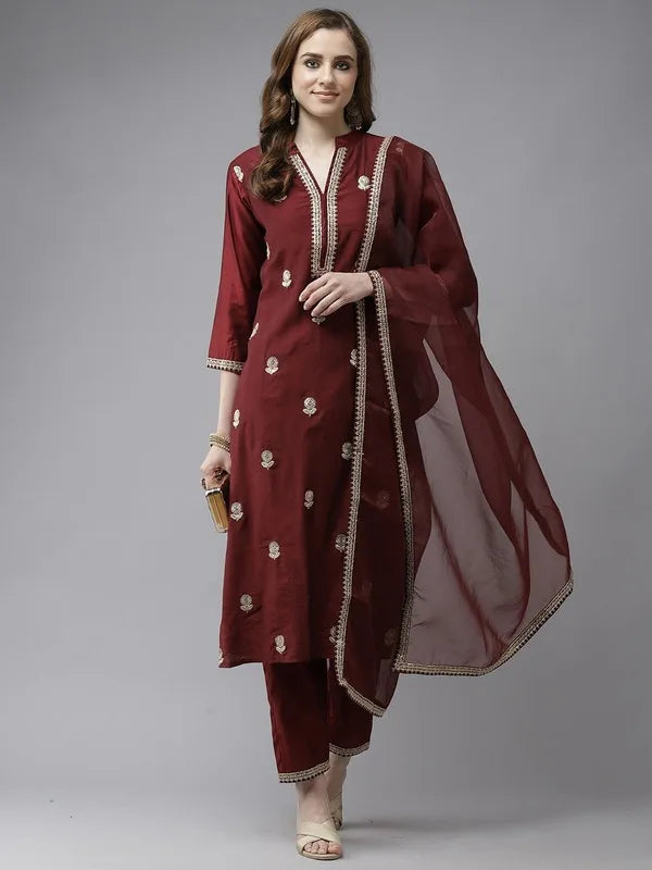 Indian women's silk cotton 3-piece set with distinctive ethnic clothing, side jabi set with embroidered Indo Pakistani style, 4 Beauty hair & fashionfj