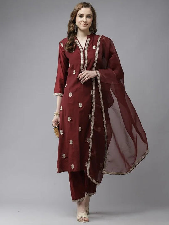 Indian women's silk cotton 3-piece set with distinctive ethnic clothing, side jabi set with embroidered Indo Pakistani style, 4 Beauty hair & fashionfj