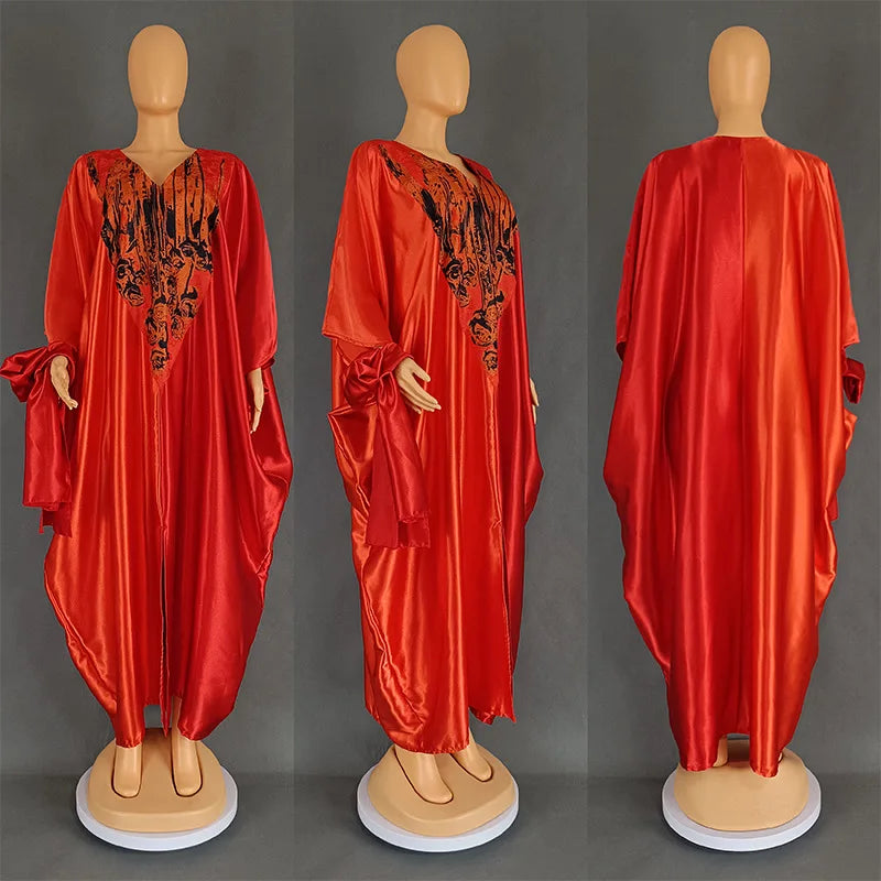 Abayas For Women Satin Boubou Robe Djellaba Femme Dubai African Muslim Fashion Dress 2024 Caftan Marocain Evening Party Dresses Beauty hair & fashionfj