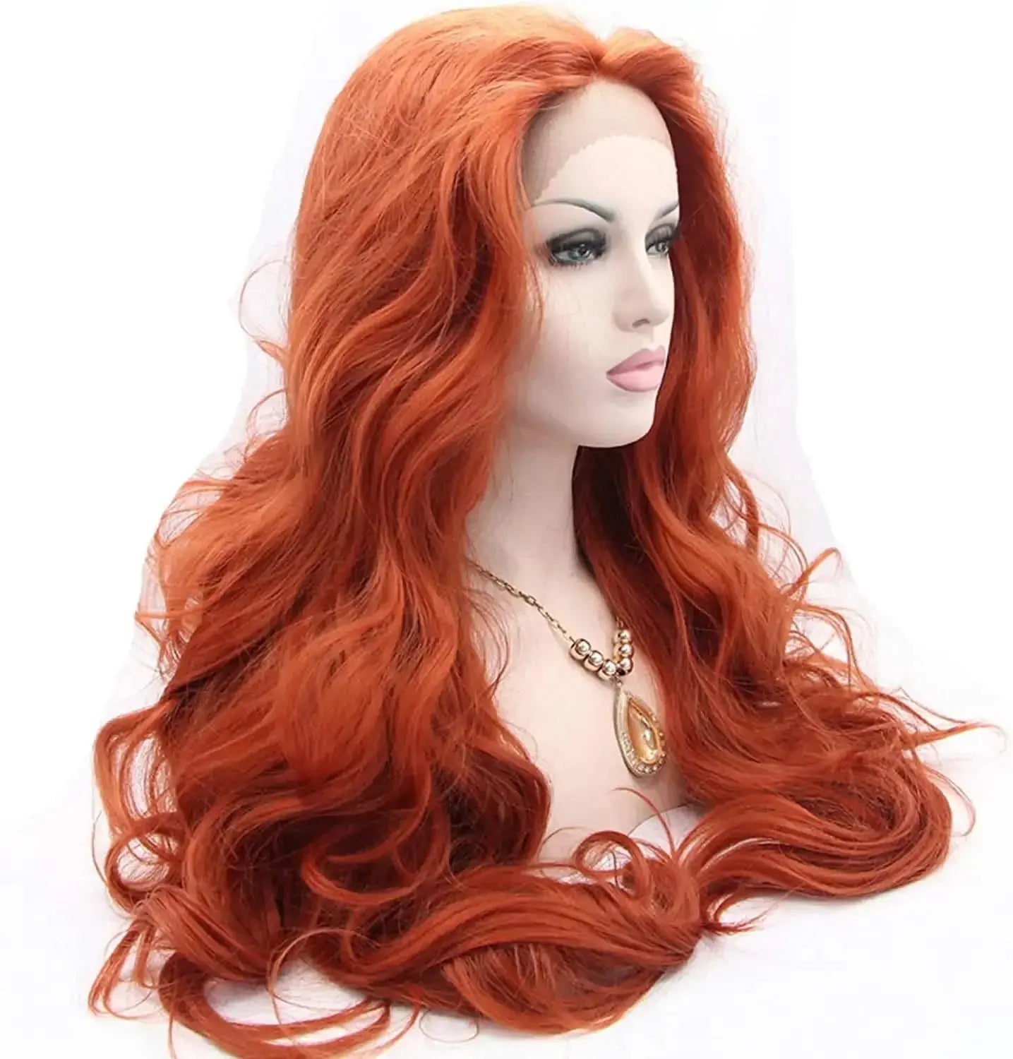 Wig Long Ginger Wig Long  Wavy Free Part Synthetic Glueless Lace Front Wigs Heat Resistant Synthetic Hair Wig Beauty hair & fashionfj