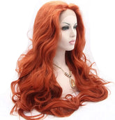 Wig Long Ginger Wig Long  Wavy Free Part Synthetic Glueless Lace Front Wigs Heat Resistant Synthetic Hair Wig Beauty hair & fashionfj