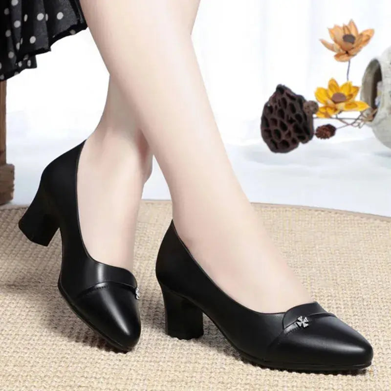 women fashion sweet light weight black patent leather slip on stiletto heel shoes lady classic daily beige office footwear b414 Beauty hair & fashionfj