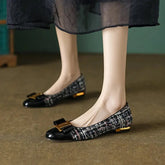 Elegant Flats Women 2025 Cow Leather Shoes Gold Bowtie Big Size 43 Spring Low Heels Slip On Pointed Toe Comfortable Footwear Beauty hair & fashionfj