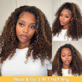 1b30 Highlight Half wig wear and go 3in1 Headband Wigs Human Hair Water Wave Wigs 100% Hair Curly wig Deep Wave Human Hair Wig