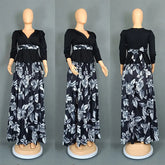 2 Piece African Clothes for Women Summer Fashion African Half Sleeve V-neck Polyester Printing Top Long Skirt Matching Sets 2025 Beauty hair & fashionfj