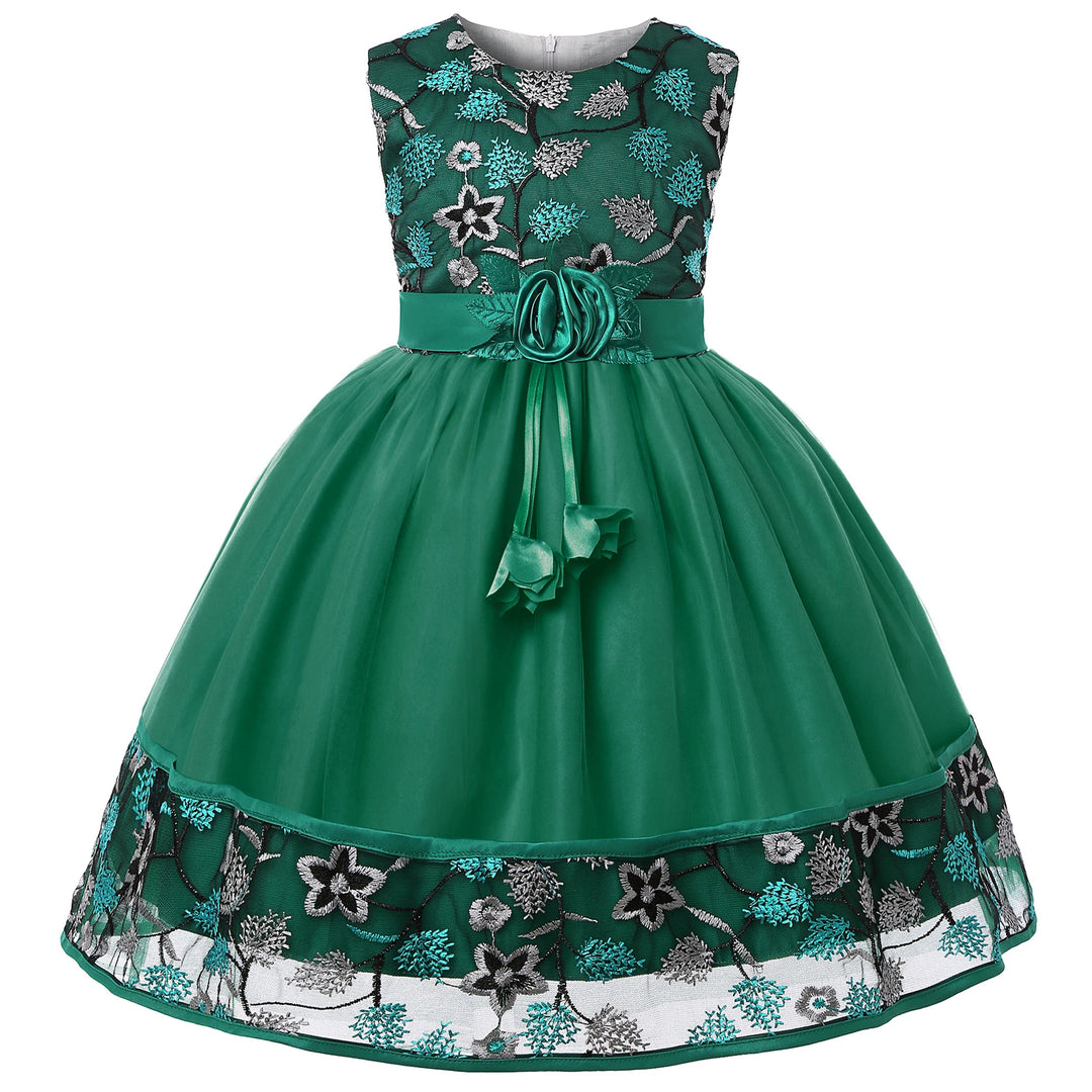 European and American embroidery dress dress girl's party lace princess dress flower child net gauze Pengpeng dress Beauty hair & fashionfj