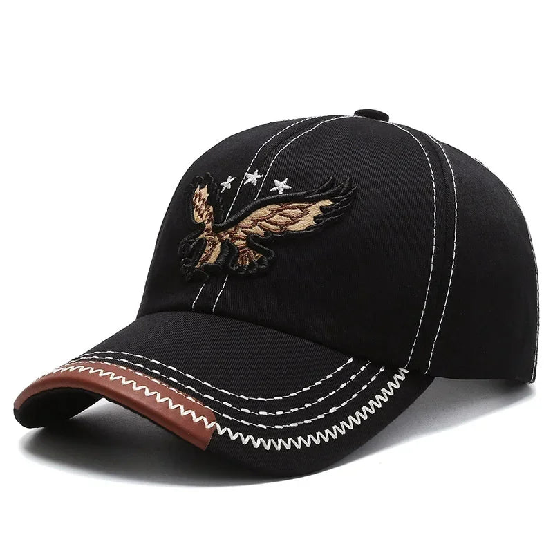 Hats Men'S And Women'S Four-Season Shade Baseball Cap Eagle Embroidery Korean Version Trendy Casual Couple Sunscreen Sun Hat Beauty hair & fashionfj