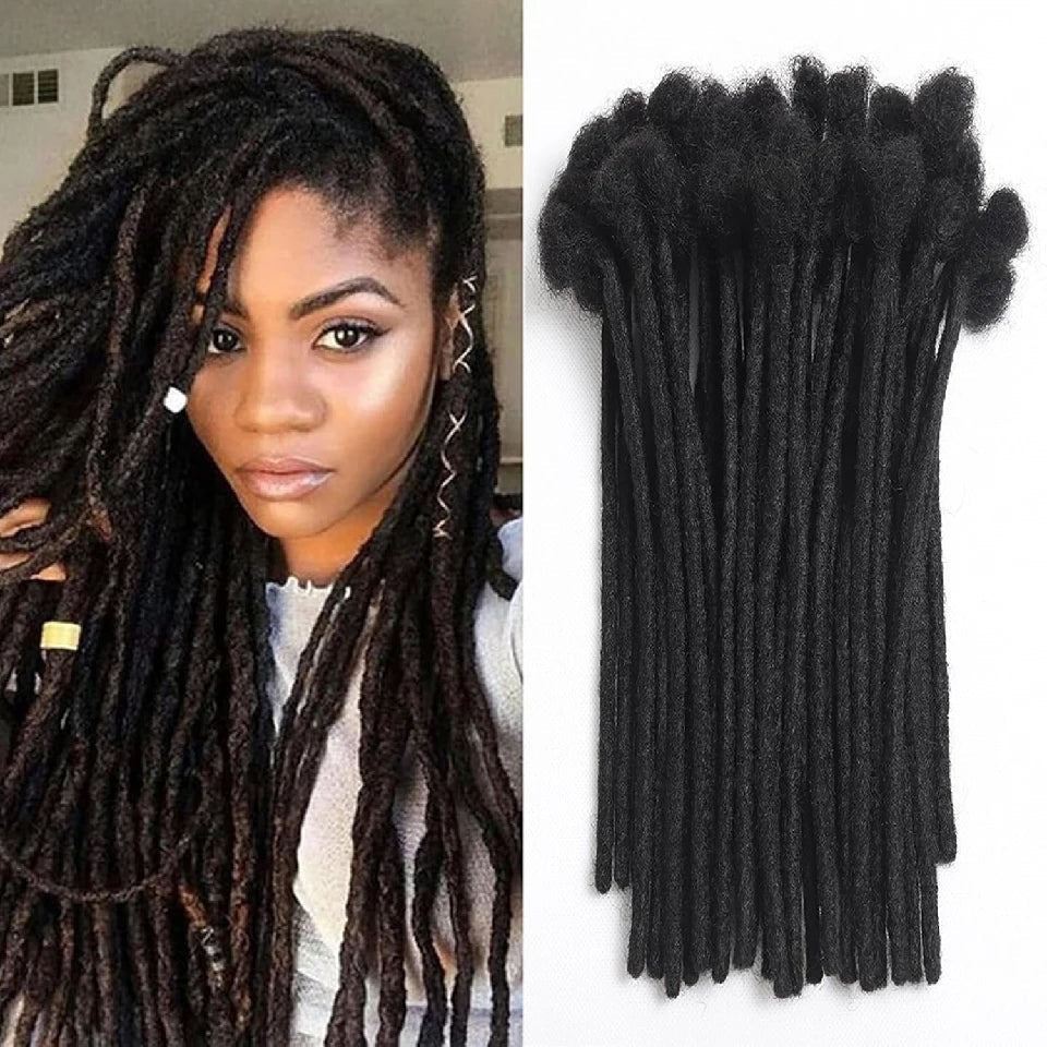 Afro Fully Handmade Permanent Loc Extensions Human Hair 0.8cm Boho Braids Dreadlock Extension Human Hair For Women 10-40 Strands Beauty hair & fashionfj