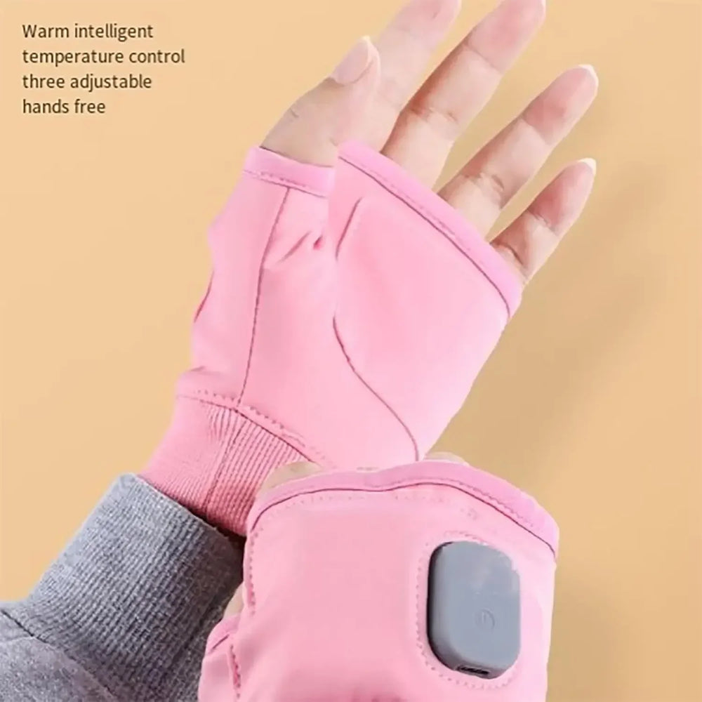 Rechargeable Heated Gloves 360 Degree Thermal Heated Windproof Warm Fingerless for Outdoor Hiking Cycling Winter Sports
