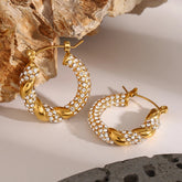 Youthway Cubic Zirconia Stainless Steel Twisted Hoop Earrings For Women 18K gold-plated Trendy Chunky Jewelry Gift Beauty hair & fashionfj