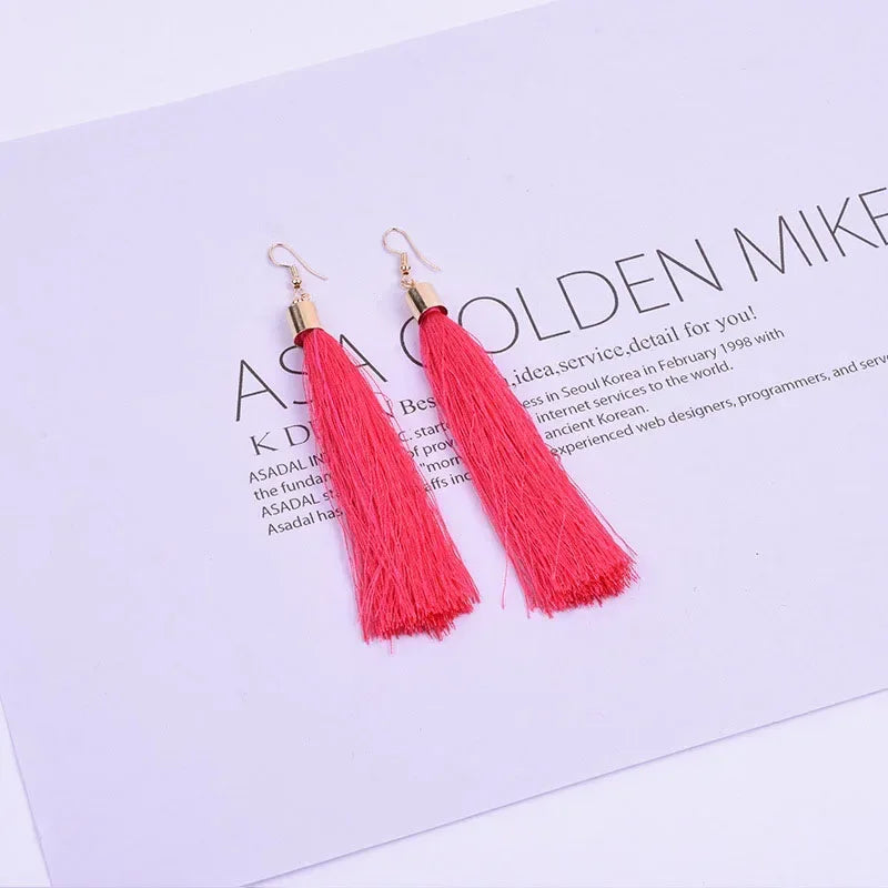 FSUNION 2025 New Fashion Vintage Tassel Earrings Women  Brand Jewelry Geometric Gold Color Simple Dangle Drop