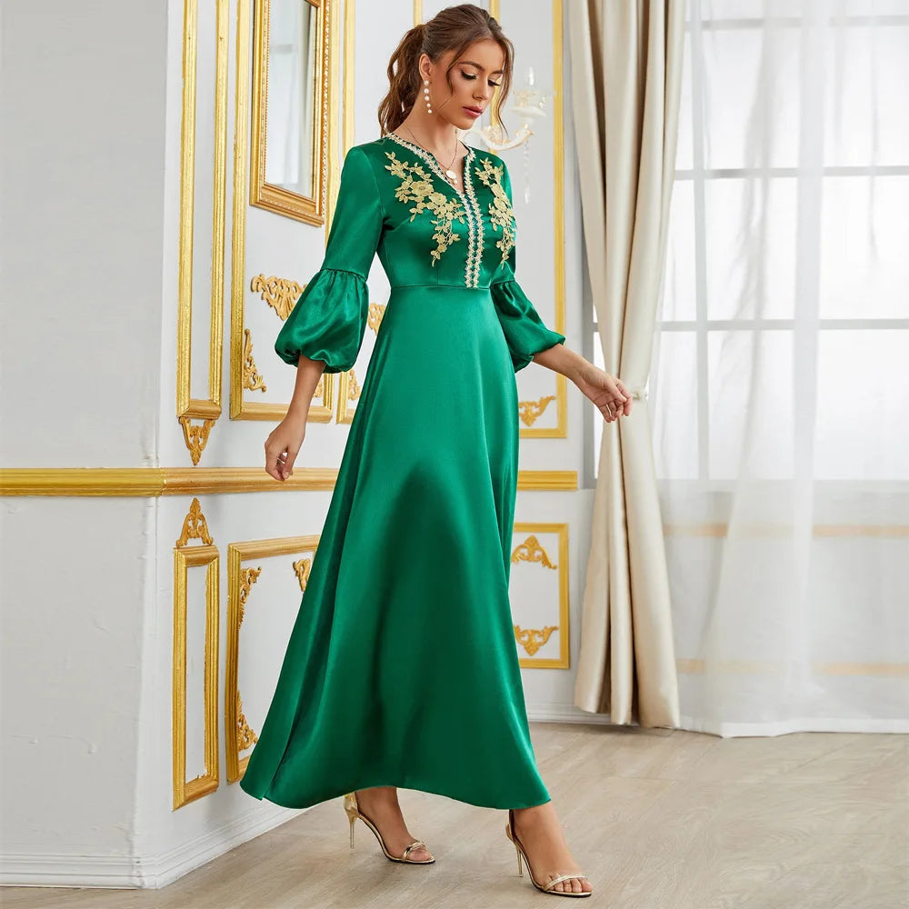 Jalabiya Caftan Muslim Party Women Party Decal Dresses Dubai Arab Middle East Abaya Dress Ramadan Clothing Abayas Kaftan Beauty hair & fashionfj
