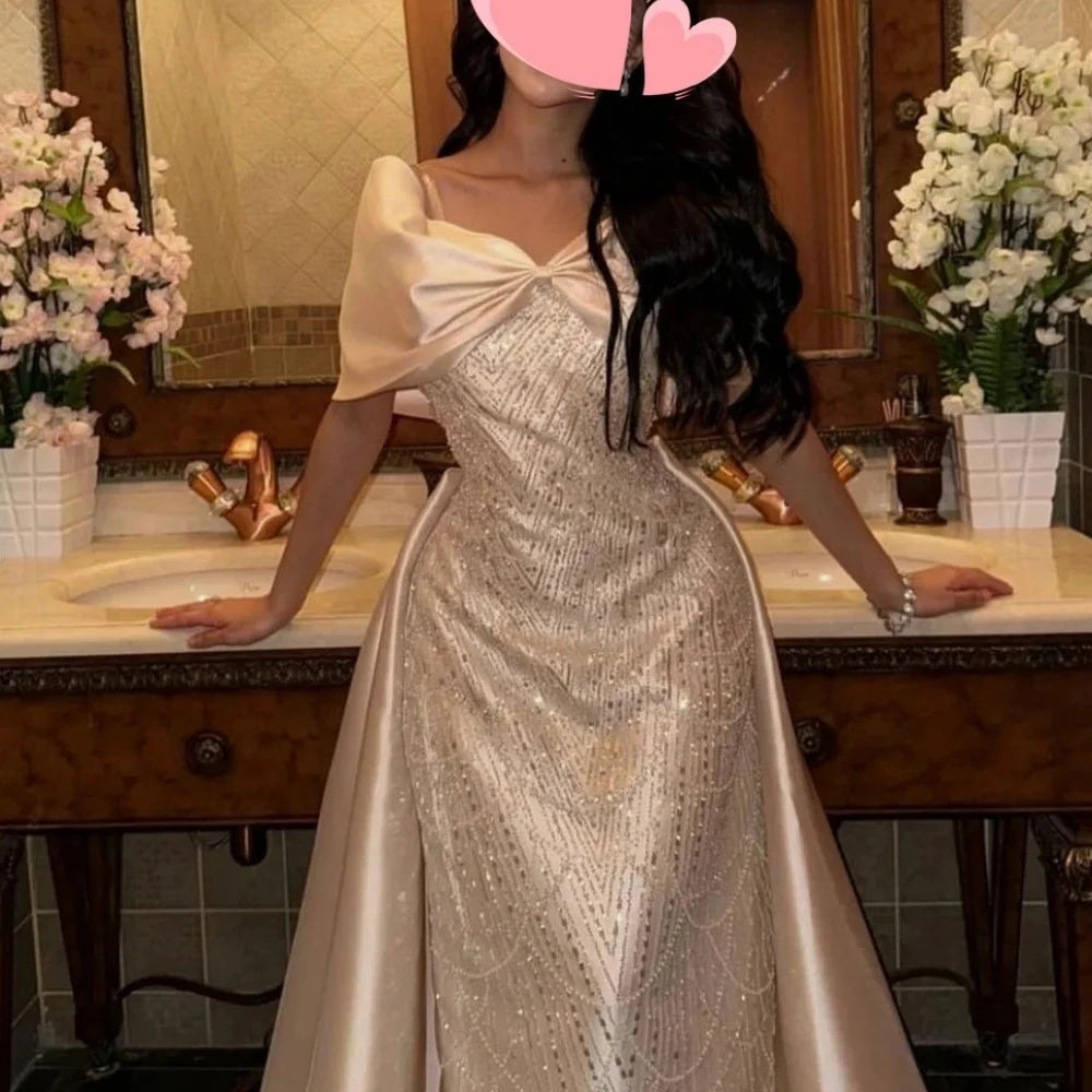 Cathy Rose Red Bow Shawl Off the Shoulder vestidos de noche Mermaid Beading Party Dresses Floor-Length Customized Prom Dress Beauty hair & fashionfj