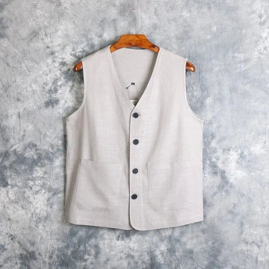 Men's Vest Dress Linen Cotton Waistcoat Jacket Male Formal Gilet For Mens Jeans Summer Casual Business Victorian Clothing Beauty hair & fashionfj