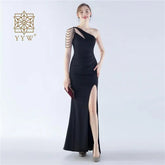 Women Dinner Evening Prom Dress Beading Sexy Formal Occasion Ball Gown Ceremony Party Classic Ladies Elegant Gala Dress 2024 New Beauty hair & fashionfj