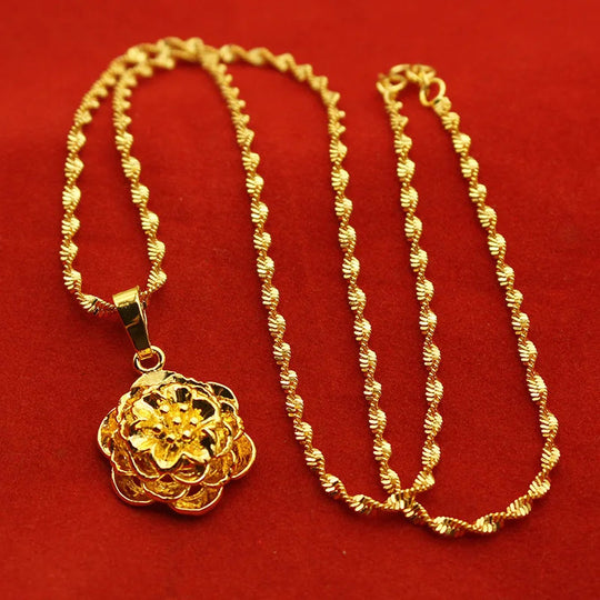9999 24K REAL gold necklace women's real gold necklace pendant gold necklace women's jewelry fashion hundred items Beauty hair & fashionfj