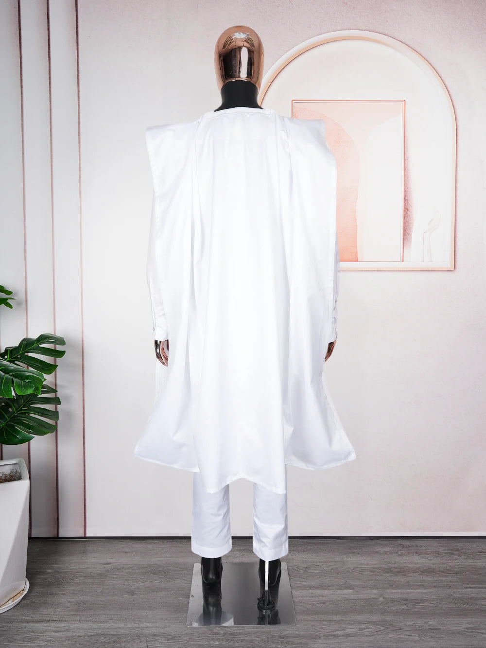 H&D New African Clothes for Men Bazan High -Quality Embroidery Robe Shirt Pants 3 PCS Set White wedding Party Ramadan Clothing Beauty hair & fashionfj