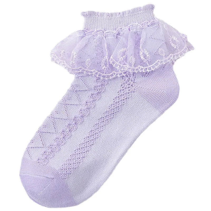 1 pair of cute lace pleated socks for kids - breathable, comfortable, and soft - an essential fashion item for girls