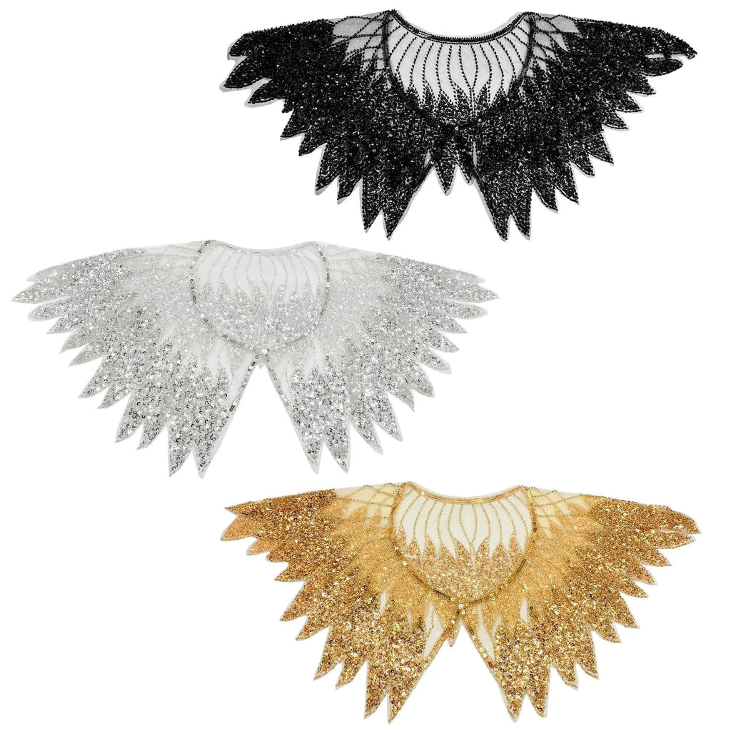 Front and back shawl sequined fake collar high-end ethnic style shawl flower accessories Beauty hair & fashionfj