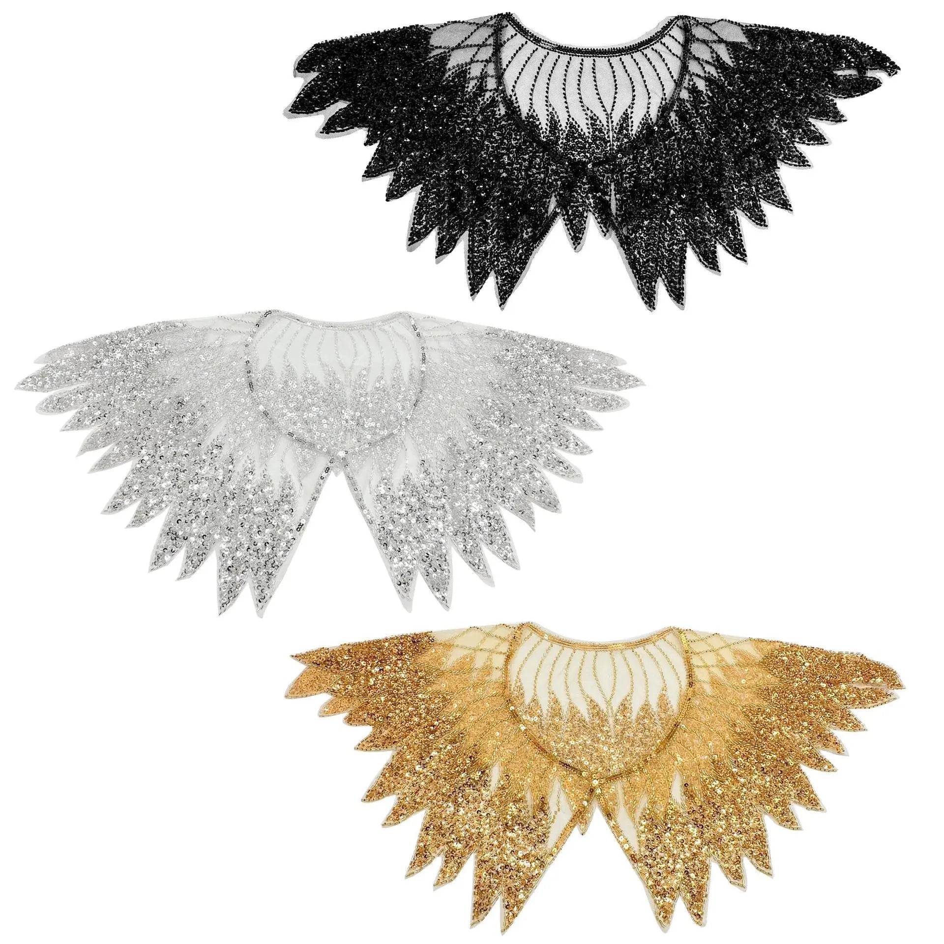 Front and back shawl sequined fake collar high-end ethnic style shawl flower accessories Beauty hair & fashionfj