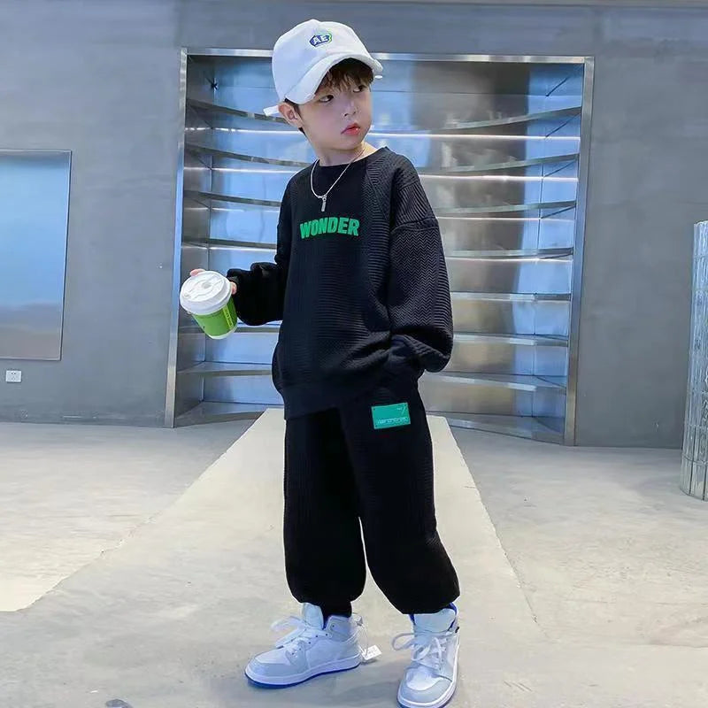 New Boys Casual Sets Boys Sports Autumn Suits Children's Spring Letter Tracksuit Kids Fashion Sweatshirts+Pants 2Pcs Outfits Beauty hair & fashionfj