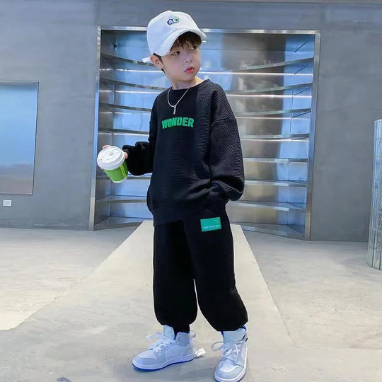 New Boys Casual Sets Boys Sports Autumn Suits Children's Spring Letter Tracksuit Kids Fashion Sweatshirts+Pants 2Pcs Outfits Beauty hair & fashionfj