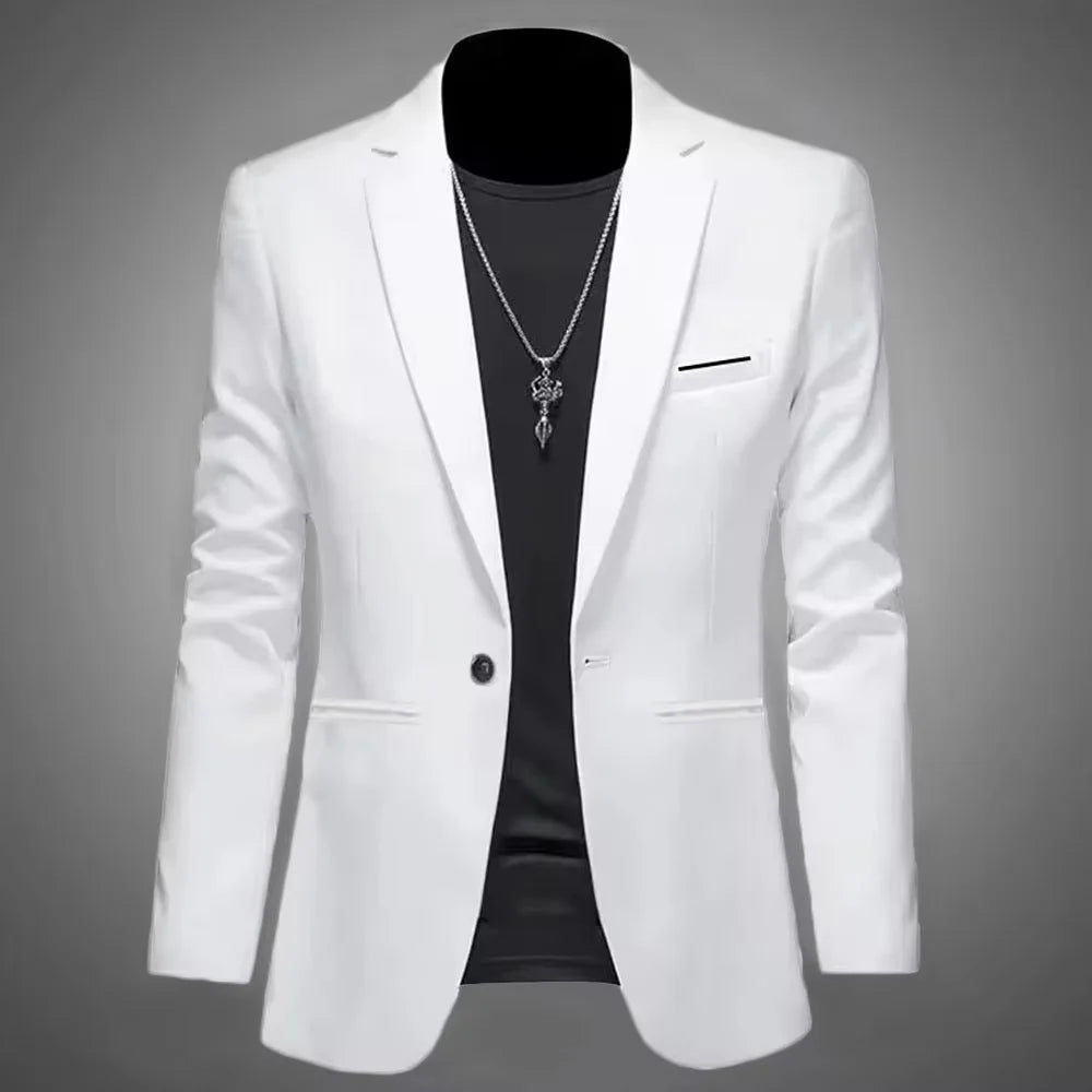 Men's Trendy Leisure Boutique Suit Jacket  Autumn Casual Business Slim Fit Non-ironing Single Button Suit Solid Formal Blouse Beauty hair & fashionfj