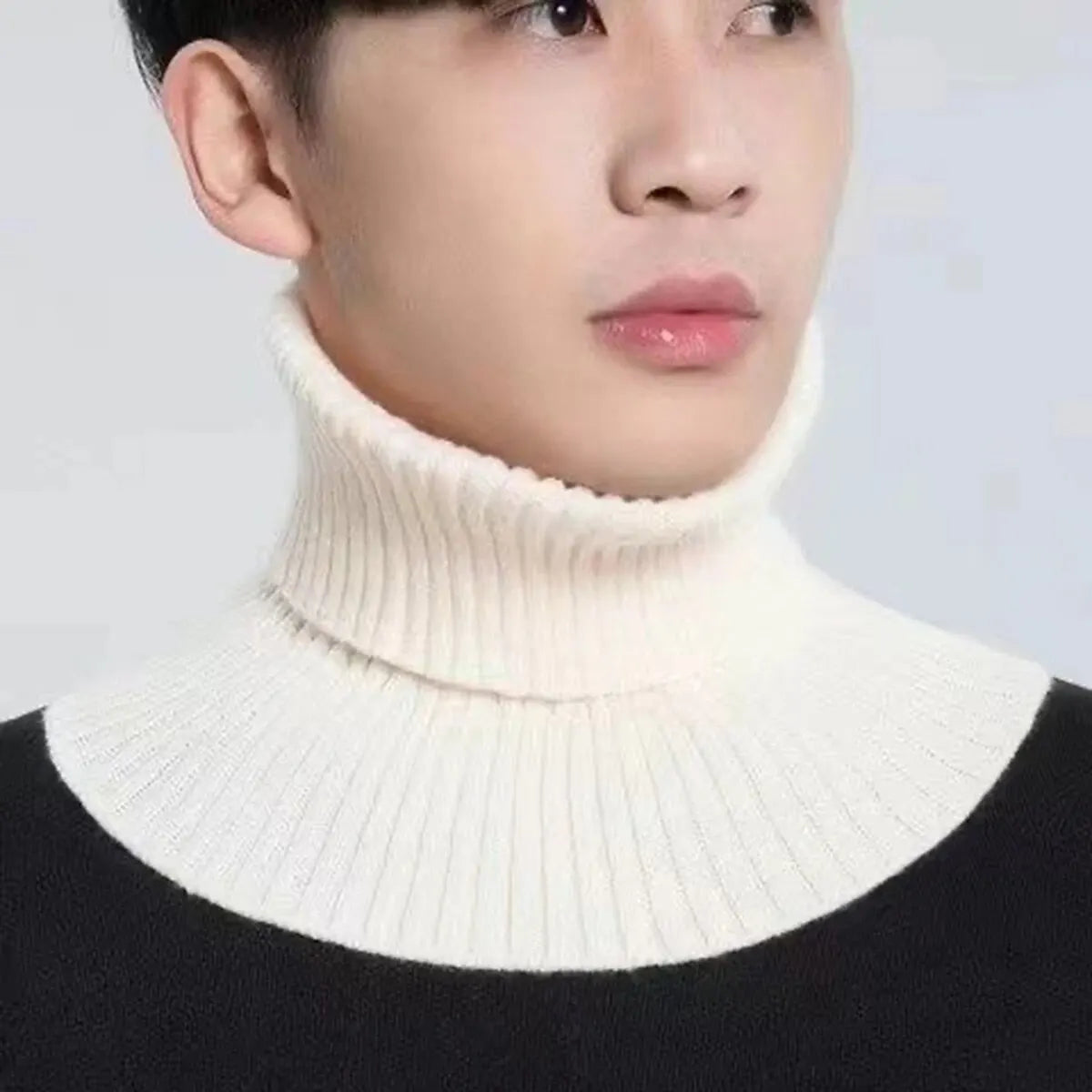 Winter Detachable Cotton Knitted Turtleneck Collar For Men False Collar Fashion Stripe Design Warm Cover Head Neck Guard Collar