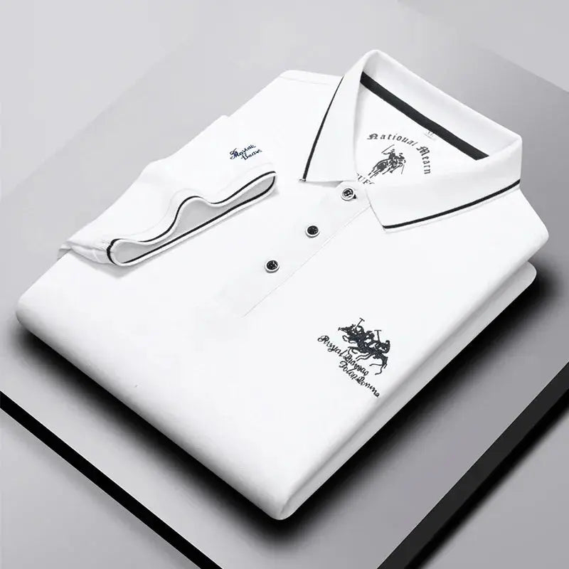 Men's Business Casual Short Sleeved Embroidered Solid Color Polo Shirt Fashionable Breathable Comfortable Summer Versatile Top Beauty hair & fashionfj
