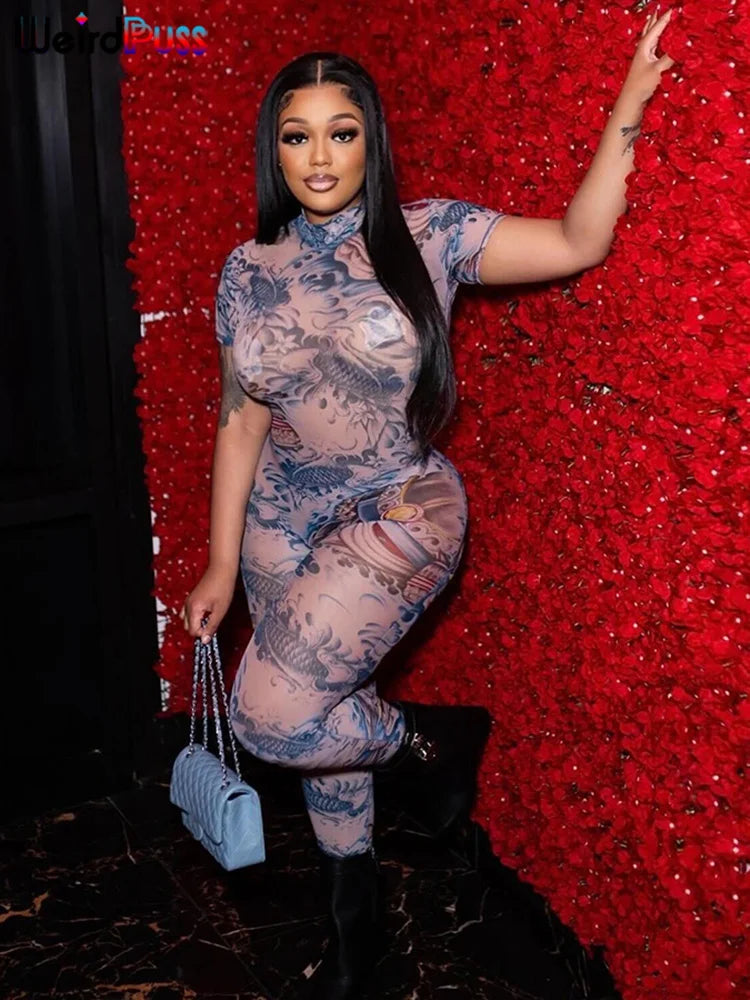 See Through Jumpsuit Beauty hair & fashionfj