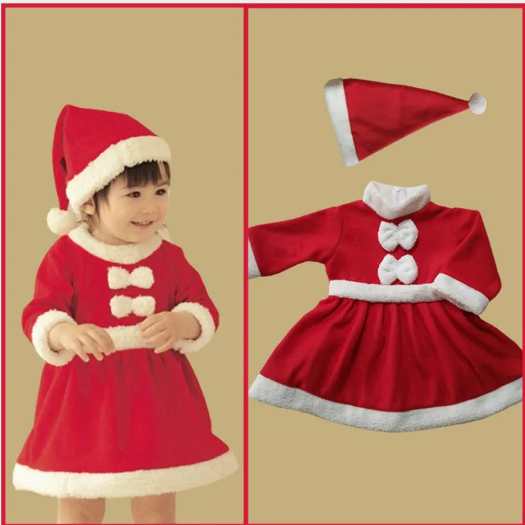 Christmas Baby Clothes Kids Santa Claus Cosplay Costume Boys Long Sleeve Clothes Toddler Girls Dress Cute Infant Winter Outwear