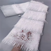 White Nigerian Lace Fabric 2023 High Quality African Net Lace Fabric With Sequins Embroidery Fabric For Wedding 5Yards Beauty hair & fashionfj