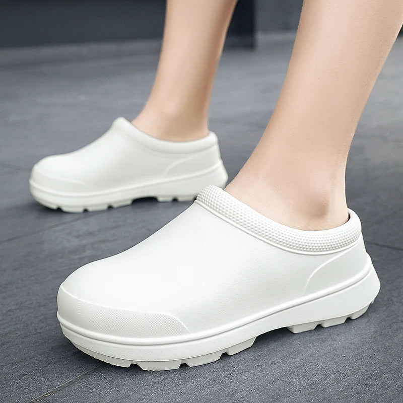 Slippers for Men and Women, Summer Kitchen Waterproof Shoes, Non-Slip, Portable and Comfortable Sandals for Work, Thick-Soled Outer Wear Toe-Toe Shoes