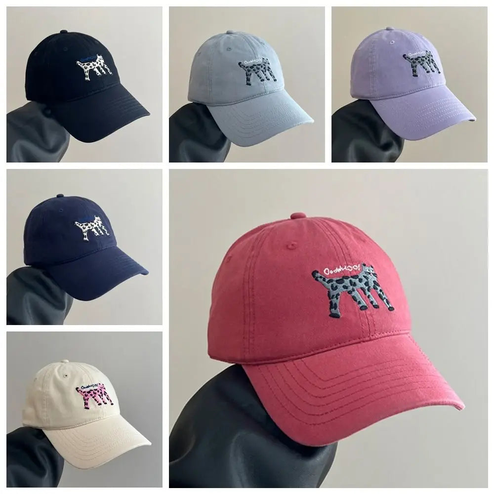 Retro Embroidered Embroidery Baseball Cap Spotted Cat Peaked Cap Letter Baseball Hat Sunscreen Hat Retro Sun Hat Spring Summer Beauty hair & fashionfj