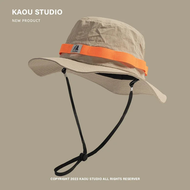 Outdoor Hiking Bucket Hats for Women Men Spring Summer Big Brim Fisherman Sun Protection Sun Hats Fashion Versatile Travel Cap Beauty hair & fashionfj