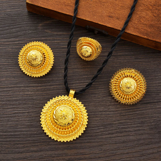 Ethiopian Jewelry sets Pendant Earrings Ring 3-Piece Sets African Eritrean Wedding Engagement Ethnic Gifts #065