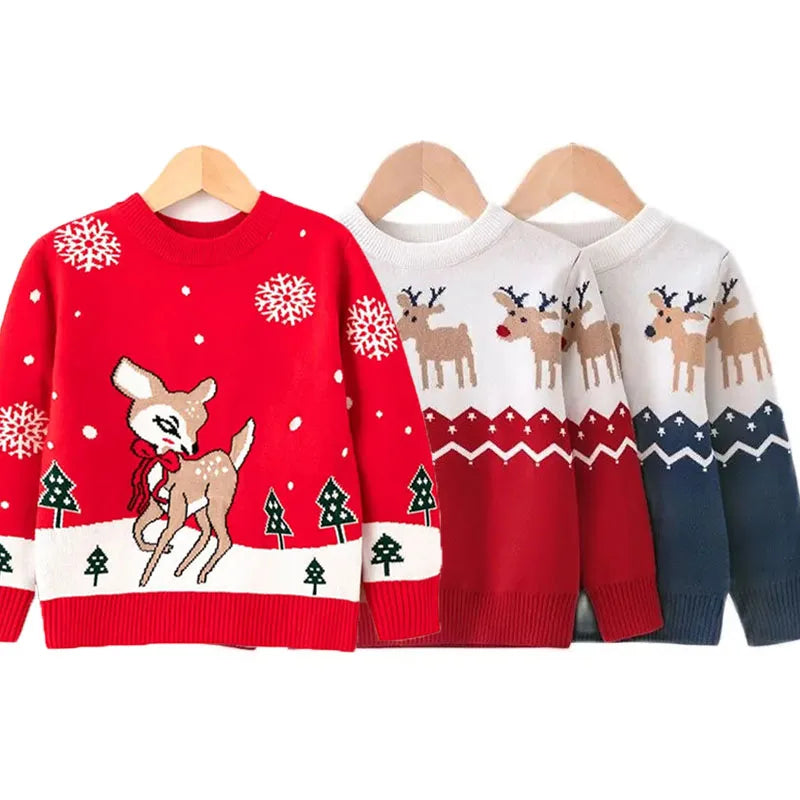 Xmas New Children Sweater Kids Warm Thicken Knitted Clothing Autumn Winter Baby Pullover Clothing Toddlers Christmas Sweaters