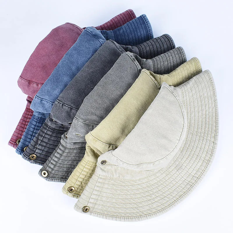 Summer Bucket Hats 2025 Outdoor Sun Hat Woman Solid Cotton Wide Brim UV Protection Men's Panama Hat Beach Fisherman Fishing Cap Beauty hair & fashionfj