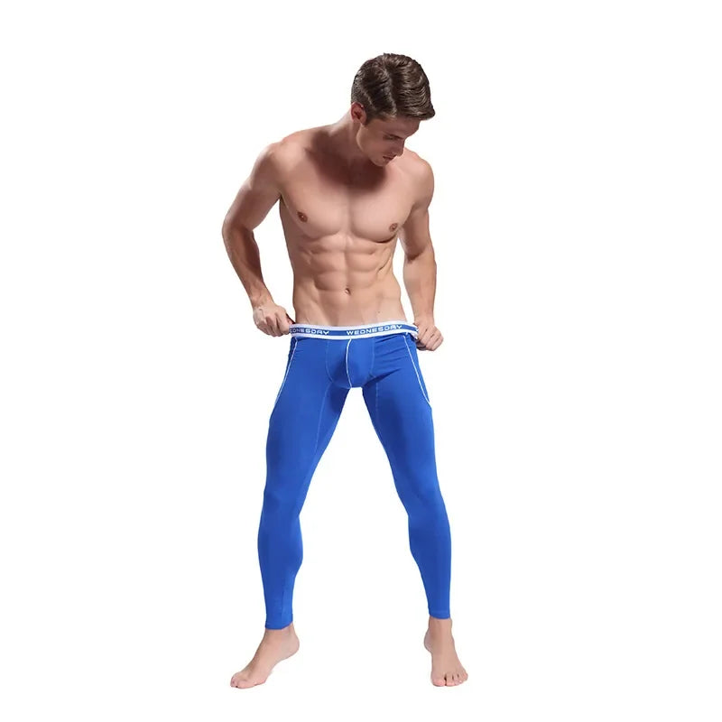 Autumn/Winter Warm Long Pants Men's Thermal Underwear Bottoms Thin Breathable Soft Slim Fit Elasticity Bulge Pouch Legging Basic