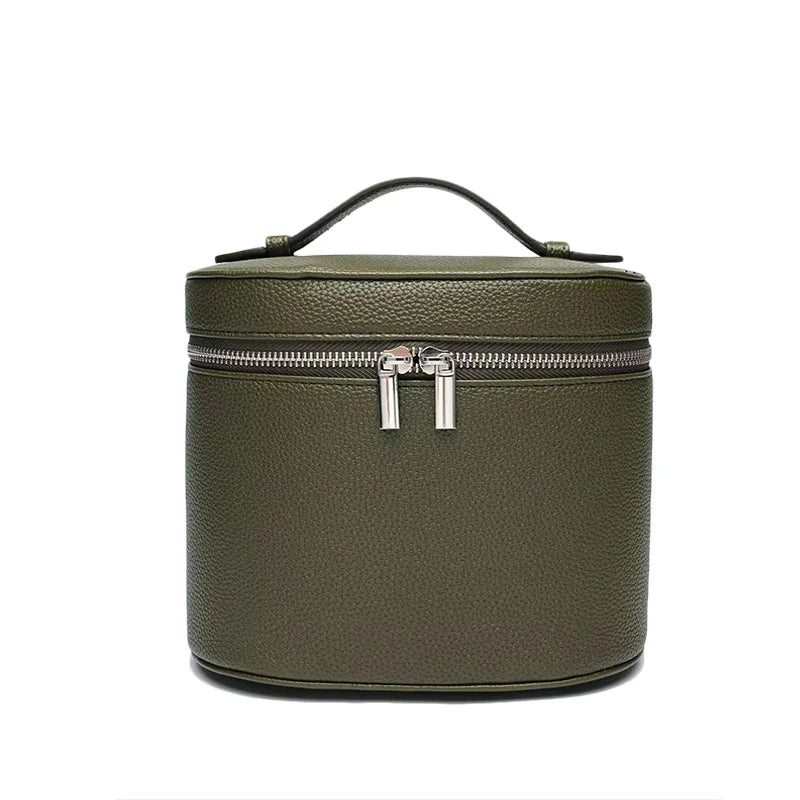 Customizable Name Portable Travel Storage Bag - Removable Cosmetic Bag with Separate Washing Compartment Pebble Leather