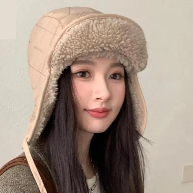 Winter Hats For Women Bomber Hats Windproof Keep Warm With Earflaps Thick Velvet Outdoor Cycling Headwear New