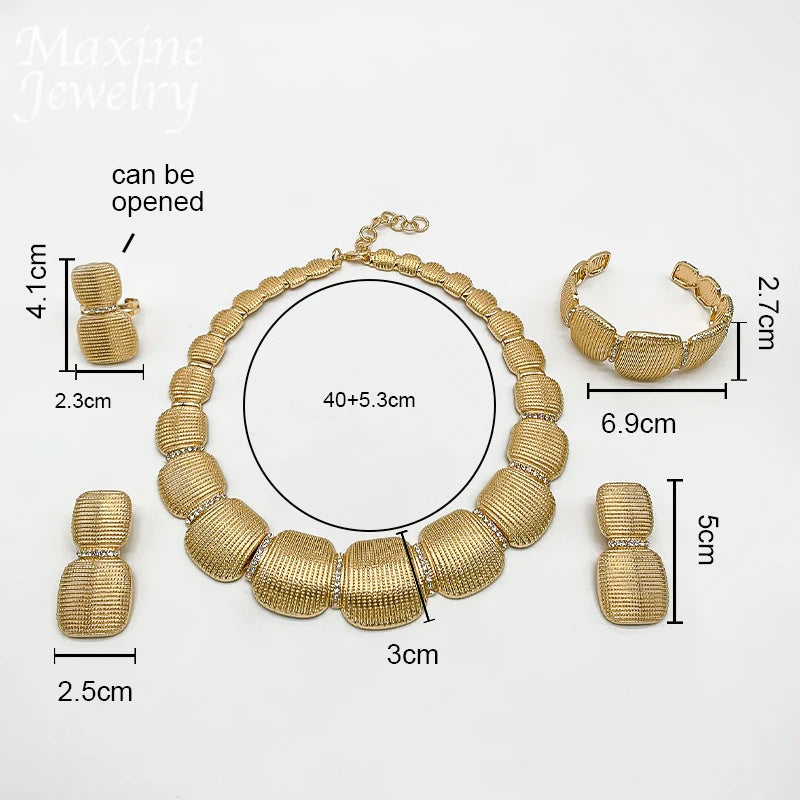 Golden Collar Chunky Round Gold Plated Jewelry Set Women Necklace Earring Bracelet Ring African Bridal Wedding Party Gifts Beauty hair & fashionfj