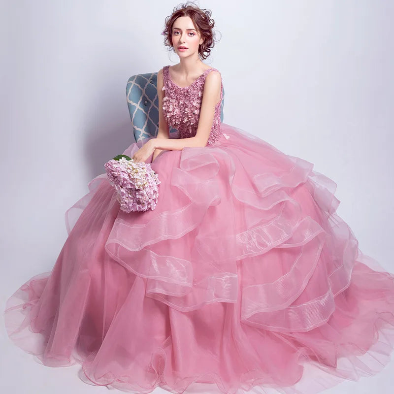 Ball Gown Evening Prom Dresses Lace Appliques Formal Prom Gowns Simple Floor-Length Vestidos Beauty hair & fashionfj
