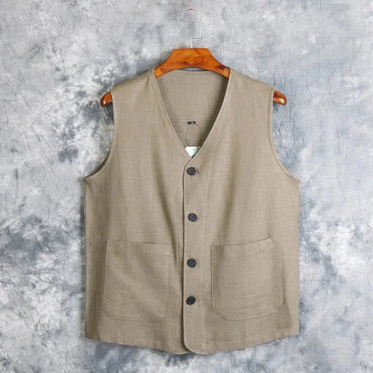 Men's Vest Dress Linen Cotton Waistcoat Jacket Male Formal Gilet For Mens Jeans Summer Casual Business Victorian Clothing Beauty hair & fashionfj