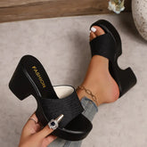 Summer Women Sandals Open-Toe Thick Platform Sandals Flip Flops Outdoor Chunky Heel Fashion Minimalist High Heels Shoes Women Beauty hair & fashionfj