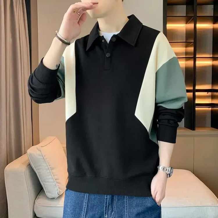 Polo T Shirt for Men Winter Pullovers Oversize Man Sweatshirt Formal Big Size Business With Collar Elasticity Emo Streetwear S Beauty hair & fashionfj