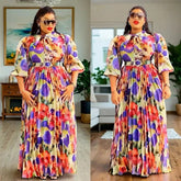 Plus Size African Print Dresses Autumn Elegant African 3/4 Sleeve Party Evening Long Maxi Dress Gowns Dashiki African Clothes Beauty hair & fashionfj