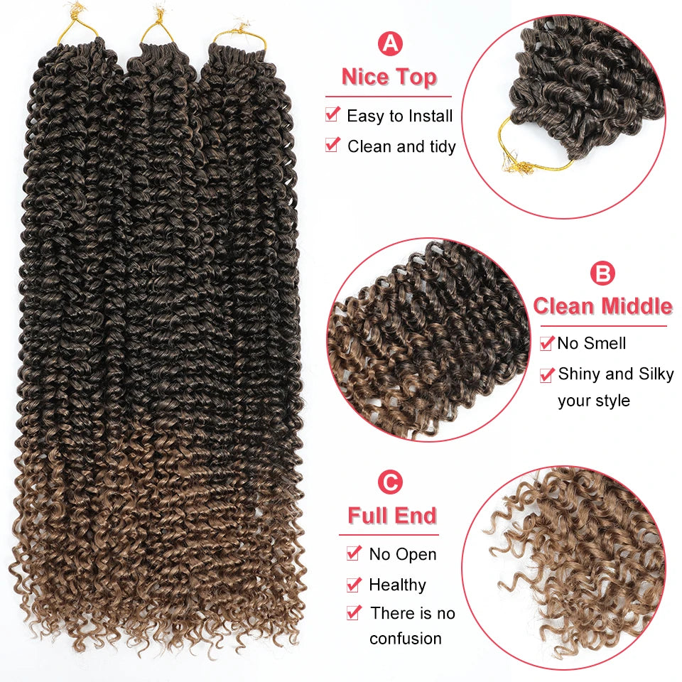 22 Inch Crochet Hair Water Wave Boho Braids Passion Twist Crochet Braid Hair Extensions Bohemian Braiding Hair For Black Women
